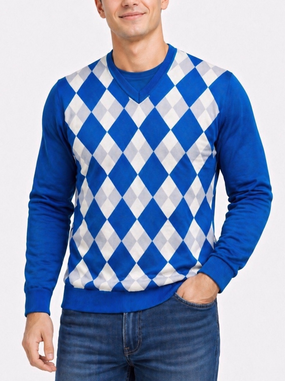 Orvieto Blue Argyle Men's Sweater